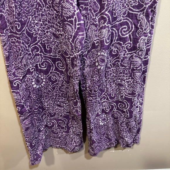 Free People Purple Floral Boho Funky Crossover Waist Wide Leg Pants - Picture 4 of 15